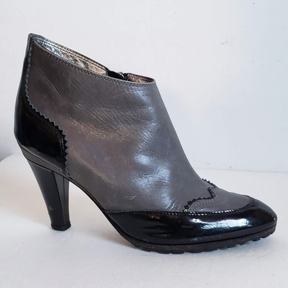 TARYN ROSE Leather Wingtip Booties Heels - Picture 14 of 16